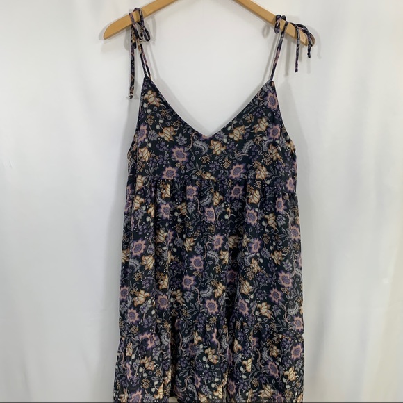 Wanderlust Woman's Dress BabyDoll Floral Tie Mini Boho Size Small Fall - Picture 7 of 7